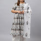 Janasya Women's White Cotton Flared Casual Kurta Set | Swadesiicart