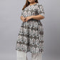Janasya Women's White Cotton Flared Casual Kurta Set | Swadesiicart
