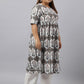 Janasya Women's White Cotton Flared Casual Kurta Set | Swadesiicart
