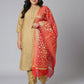Janasya Women's Gold Poly Silk Straight Festive Kurta Set | Swadesiicart