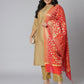 Janasya Women's Gold Poly Silk Straight Festive Kurta Set | Swadesiicart