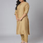 Janasya Women's Gold Poly Silk Straight Festive Kurta Set | Swadesiicart
