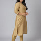 Janasya Women's Gold Poly Silk Straight Festive Kurta Set | Swadesiicart