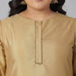 Janasya Women's Gold Poly Silk Straight Festive Kurta Set | Swadesiicart