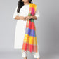 Janasya Women's Off-White Poly Silk Straight Festive Kurta Set | Swadesiicart