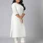 Janasya Women's Off-White Poly Silk Straight Festive Kurta Set | Swadesiicart