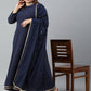 Indian Clothing Janasya XL LOVE by Janasya Women's Plus Size Navy Blue Poly Georgette Kurta and Dupatta | Swadesiicart
