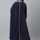 Indian Clothing Janasya XL LOVE by Janasya Women's Plus Size Navy Blue Poly Georgette Kurta and Dupatta | Swadesiicart