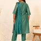 Janasya Green Poly Silk Foil Printed Set | Swadesiicart