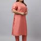 Janasya Women's Peach Poly Silk Straight Festive Kurta Set | Swadesiicart