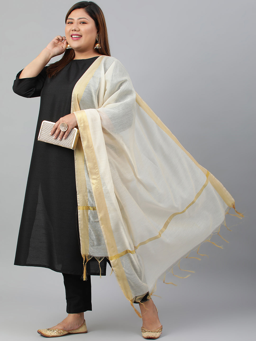 Janasya Women's Black Poly Silk Straight Casual Kurta Set | Swadesiicart