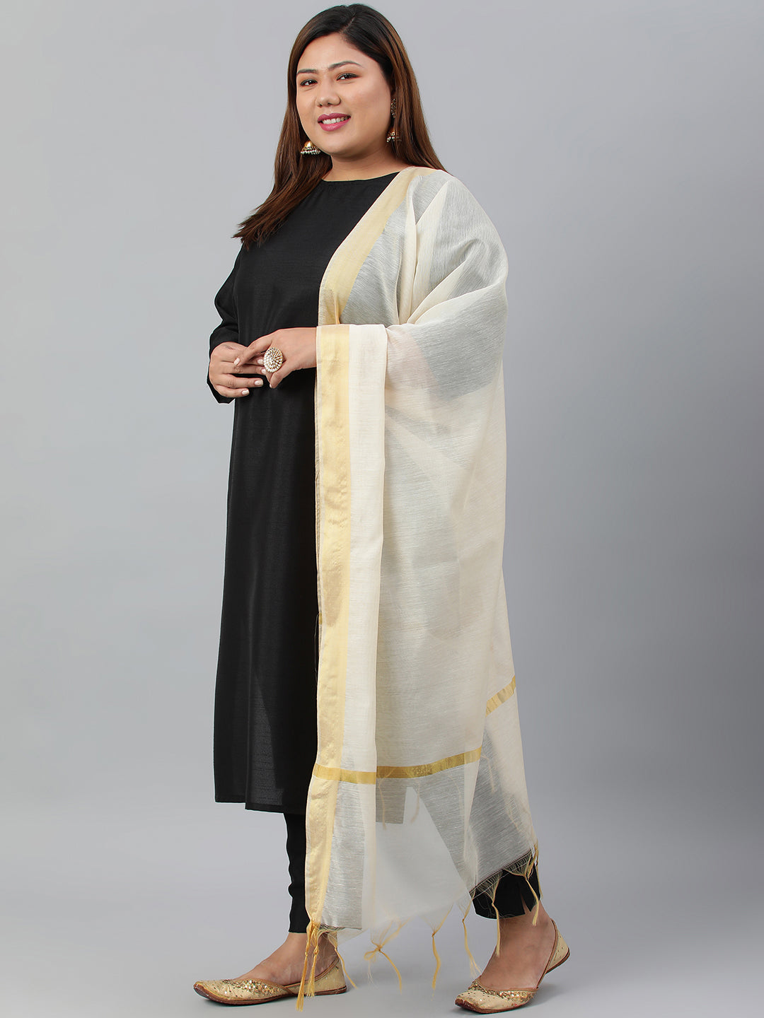 Janasya Women's Black Poly Silk Straight Casual Kurta Set | Swadesiicart