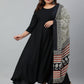 Janasya XL LOVE by Janasya Women's Plus Size Black Rayon Kurta With and Dupatta | Swadesiicart