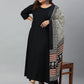 Janasya XL LOVE by Janasya Women's Plus Size Black Rayon Kurta With and Dupatta | Swadesiicart