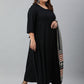 Janasya XL LOVE by Janasya Women's Plus Size Black Rayon Kurta With and Dupatta | Swadesiicart