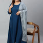 Janasya XL LOVE by Janasya Women's Plus Size Teal Rayon Kurta and Dupatta | Swadesiicart
