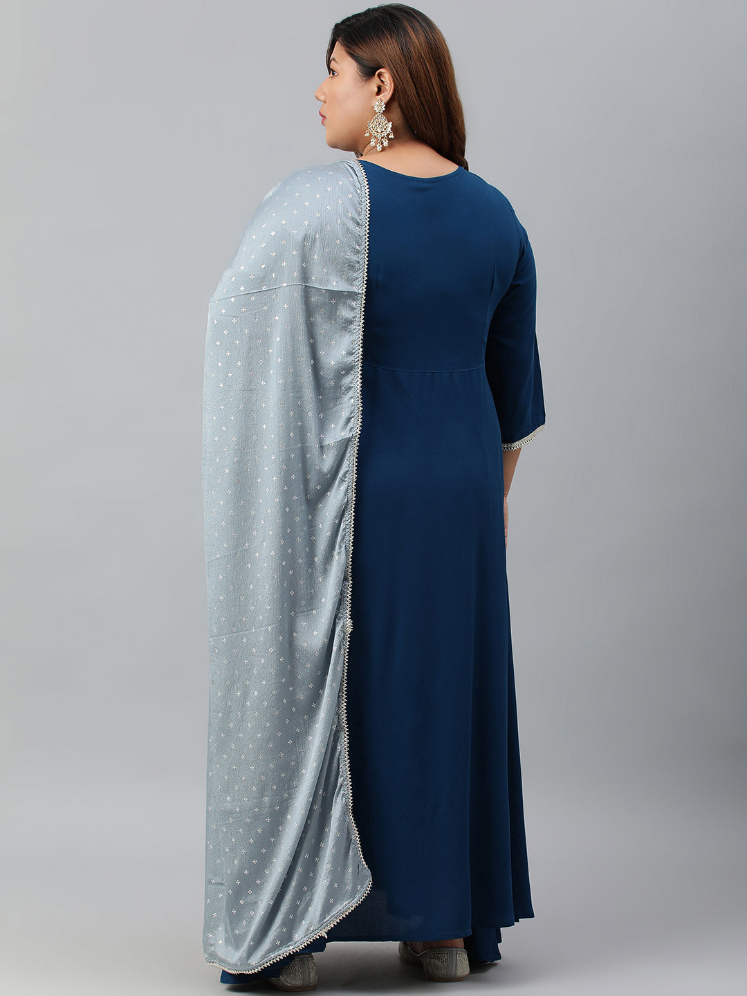 Janasya XL LOVE by Janasya Women's Plus Size Teal Rayon Kurta and Dupatta | Swadesiicart
