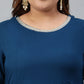 Janasya XL LOVE by Janasya Women's Plus Size Teal Rayon Kurta and Dupatta | Swadesiicart