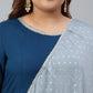 Janasya XL LOVE by Janasya Women's Plus Size Teal Rayon Kurta and Dupatta | Swadesiicart