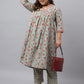 Janasya Women's Green Cotton Empire Casual Kurta Set | Swadesiicart