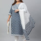Janasya XL LOVE by Janasya Women's Plus Size Blue Cotton Kurta With Pant and Dupatta | Swadesiicart