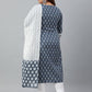 Janasya XL LOVE by Janasya Women's Plus Size Blue Cotton Kurta With Pant and Dupatta | Swadesiicart
