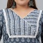 Janasya XL LOVE by Janasya Women's Plus Size Blue Cotton Kurta With Pant and Dupatta | Swadesiicart
