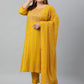 Janasya XL LOVE by Janasya Women's Plus Size Mustard Rayon Kurta With Pant and Dupatta | Swadesiicart