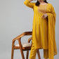 Janasya XL LOVE by Janasya Women's Plus Size Mustard Rayon Kurta With Pant and Dupatta | Swadesiicart