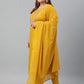 Janasya XL LOVE by Janasya Women's Plus Size Mustard Rayon Kurta With Pant and Dupatta | Swadesiicart