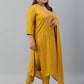 Janasya XL LOVE by Janasya Women's Plus Size Mustard Rayon Kurta With Pant and Dupatta | Swadesiicart