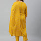 Janasya XL LOVE by Janasya Women's Plus Size Mustard Rayon Kurta With Pant and Dupatta | Swadesiicart