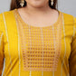 Janasya XL LOVE by Janasya Women's Plus Size Mustard Rayon Kurta With Pant and Dupatta | Swadesiicart