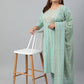 Janasya XL LOVE by Janasya Women's Plus Size Mint Green Rayon Kurta With Pant and Dupatta | Swadesiicart