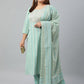 Janasya XL LOVE by Janasya Women's Plus Size Mint Green Rayon Kurta With Pant and Dupatta | Swadesiicart