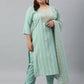 Janasya XL LOVE by Janasya Women's Plus Size Mint Green Rayon Kurta With Pant and Dupatta | Swadesiicart
