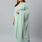 Janasya XL LOVE by Janasya Women's Plus Size Mint Green Rayon Kurta With Pant and Dupatta | Swadesiicart