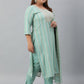 Janasya XL LOVE by Janasya Women's Plus Size Mint Green Rayon Kurta With Pant and Dupatta | Swadesiicart