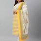 Janasya XL LOVE by Janasya Women's Plus Size Yellow Cotton Kurta With Pants and Dupatta | Swadesiicart