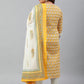 Janasya XL LOVE by Janasya Women's Plus Size Yellow Cotton Kurta With Pants and Dupatta | Swadesiicart