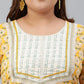 Janasya XL LOVE by Janasya Women's Plus Size Yellow Cotton Kurta With Pants and Dupatta | Swadesiicart