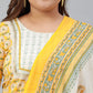 Janasya XL LOVE by Janasya Women's Plus Size Yellow Cotton Kurta With Pants and Dupatta | Swadesiicart