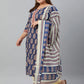 Janasya XL LOVE by Janasya Women's Plus Size Indigo Cotton Kurta With Palazzo and Dupatta | Swadesiicart