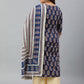 Janasya XL LOVE by Janasya Women's Plus Size Indigo Cotton Kurta With Palazzo and Dupatta | Swadesiicart