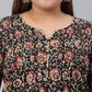 Janasya XL LOVE by Janasya Women's Plus Size Black Cotton Kurta With Pant and Dupatta | Swadesiicart