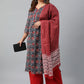 Janasya XL LOVE by Janasya Women's Plus Size Grey Cotton Kurta With Palazzo and Dupatta | Swadesiicart