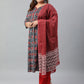 Janasya XL LOVE by Janasya Women's Plus Size Grey Cotton Kurta With Palazzo and Dupatta | Swadesiicart