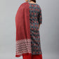 Janasya XL LOVE by Janasya Women's Plus Size Grey Cotton Kurta With Palazzo and Dupatta | Swadesiicart