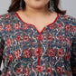 Janasya XL LOVE by Janasya Women's Plus Size Grey Cotton Kurta With Palazzo and Dupatta | Swadesiicart