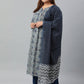 Janasya XL LOVE by Janasya Women's Plus Size Grey Cotton Kurta With Pant and Dupatta | Swadesiicart